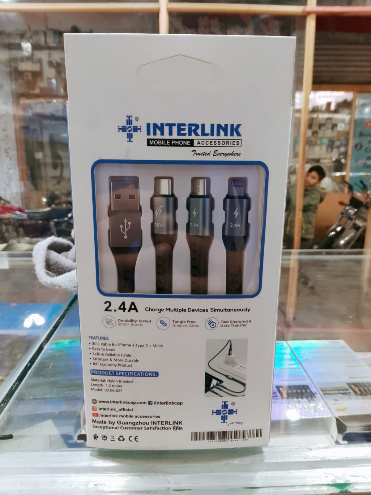 Interlink power line 3in1 2.4a data cable